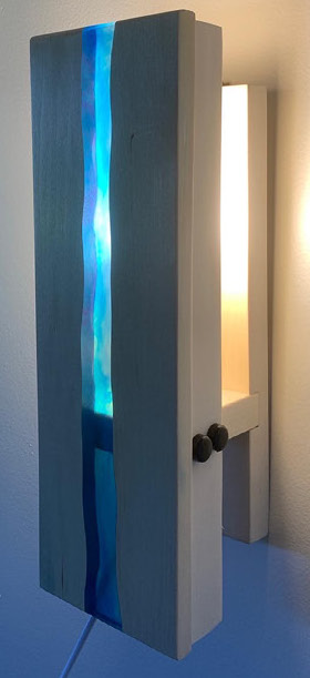 Blue river light white poplar and blue epoxy